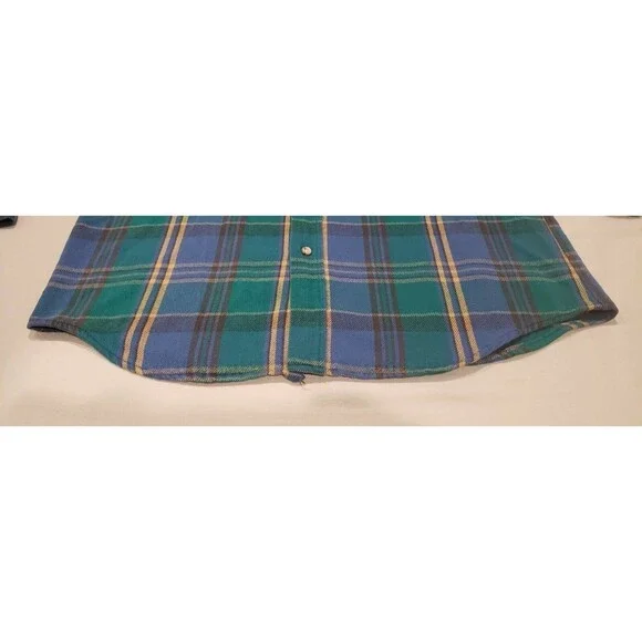 Cabelas Sidney Nebraska Vintage Heavy Flannel Plaid Snap Shirt Mens L GUC 80s - Picture 8 of 12